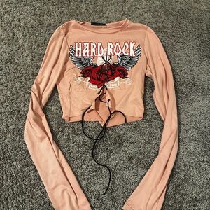 Hard Rock Women's Long Sleeve Top - Peach